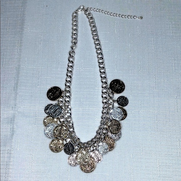 Francaise Republique | Chic Silver and Gold Coin Necklace Bohemian NWOT - Picture 5 of 8